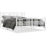 Metalni okvir kreveta uzglavlje i podnožje bijeli 150 x 200 cm | shoptok.hr