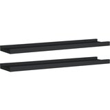 vidaXL Police z robom 2 kosa črne 60x9x3 cm mediapan, (20622623) | Shoptok.si