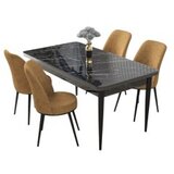 Hanah home set trpezarijski sto i 4 stolice nil black marble cappuccino Cene