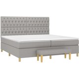  Box spring postelja z vzmetnico svetlo siva 200x200 cm blago, (20726732) | Shoptok.si