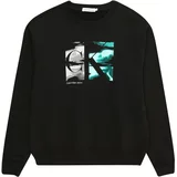 Calvin Klein Jeans Sweater majica 'SERENITY' siva / žad / crna