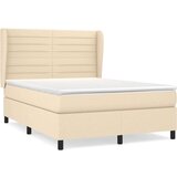  Box spring postelja z vzmetnico krem 140x190 cm blago, (20896592) | Shoptok.si