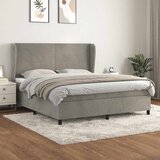  Krevet s oprugama i madracem svjetlosivi 160x200 cm baršunasti | shoptok.hr