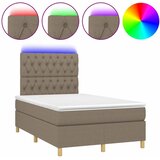  box spring s madracem LED smeđesivi 120 x 200 cm tkanina | shoptok.hr