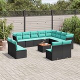  Vrtna garnitura - 13-dijelni set vrtnih sofa s jastucima poliratan crni - Crna 1 | shoptok.hr