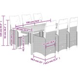  7-dijelni vrtni bistro set od poliratana s jastucima sivi - 190 x 90 x 75 cm Bez naslona za noge 6 | shoptok.hr