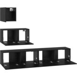 vidaXL TV Kabinet za Zid s policom s pohranom s vratima 4 pcs Crni hrast | shoptok.hr