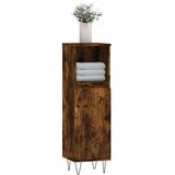 vidaXL Kopalniška omarica dimljeni hrast 30x30x100 cm inženirski les | Shoptok.si