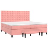 Krevet s oprugama i madracem ružičasti 200x200 cm baršunasti | shoptok.hr