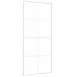 Furnova Drsna vrata ESG steklo in aluminij 90x205 cm bela, (21945085) | Shoptok.si