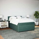 vidaXL Box spring postelja z vzmetnico temno zelen 140x190 cm žamet | Shoptok.si