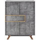 Bessagi Home Moderna Visoka Komoda Casper, Barva Betona In Hrasta | Shoptok.si
