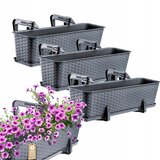 KADAX balkonski cvetlični lonec 60 cm, ročaji za cvetlične lončke, grafitno stojalo, 3 kosi, (5000353023) | Shoptok.si