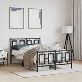 Maison Chic Kovinski Posteljni okvir - Dvoposteljna postelja - Zakonska postelja z vzglavjem in vznožjem črn 120x190 cm, (21695927) | Shoptok.si