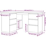  Kutni radni stol staro drvo 145x100x76 cm konstruirano drvo | shoptok.hr