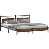 Metalni Kovinski posteljni okvir brez vzmetnice dimljen hrast 200x200cm, (21791569) | Shoptok.si