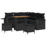 vidaXL 8-dijelni vrtni sofa set s jastucima Crni Poli ratan Akacija, 3-dijelni vrtni blagovaonski set s jastucima Crni Poli ratan Akacija Cijene