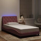  Okvir kreveta s LED-om bez madraca ružičasti 100 x 200 cm baršunasti | shoptok.hr