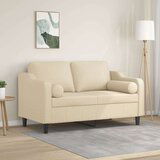 vidaXL Kavč dvosed z blazinami krem 120 cm blago, (20924997) | Shoptok.si