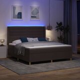  Krevet s opruga kutije s LED trakama Smeđa 180 x 200 cm tkanina Slike