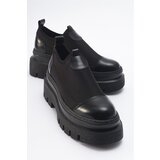 LuviShoes FLOS Black Patent Leather Scuba Thick Soled Women's Shoes Cene