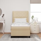 Box Spring Krevet s Madracem - Krem 100x200 cm Tkanina | shoptok.hr