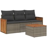 Maison Chic Seti vrtnega pohištva - Vrtna garnitura - Vrtni pohištvo set 4-delna z blazinami siv poli ratan, (21820522) | Shoptok.si