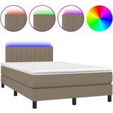 vidaXL Box spring postelja z vzmetnico LED taupe 120x190 cm blago, (21111535) | Shoptok.si