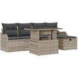 vidaXL Vrtna sedežna garnitura z blazino 6 pcs Svetlo siva Poly ratan, (5000020778) | Shoptok.si