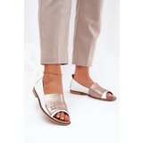 Zazoo Leather Elegant Ballet Flats With Open Toes White-Gold 1865 | Shoptok.si