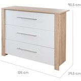 Roba Bela/v naravni barvi nizka otroška komoda v hrastovem dekorju s previjalnim pultom 112x98 cm – | Shoptok.si