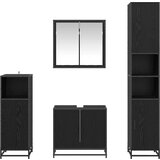 vidaXL Komplet pohištva za kopalnico 4 pcs Črni hrast 65 x 33 x 60 cm | Shoptok.si
