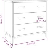  Ladičar crni 75 x 35 x 70 cm od masivne borovine | shoptok.hr