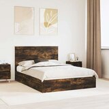  Krevet s od storage s uzglavljem Dimljeni hrast 135 x 190 cm | shoptok.hr