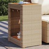 vidaXL Vrtni bočni stolić s drvenom pločom bež 60x40x75 cm poliratan Cijene