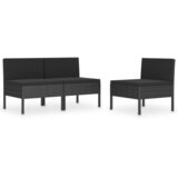 Maison Chic Vrtni stoli - Stol za vrt 3 kosi z blazinami poli ratan črne barve JS1502, (21877400) | Shoptok.si