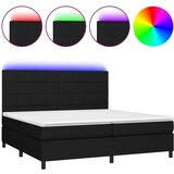 Box spring postelja z vzmetnico LED črna 200x200 cm blago, (20761065) | Shoptok.si