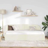 vidaXL Kotna postelja z vzglavjem krema 80 cm x 200 cm blago | Shoptok.si