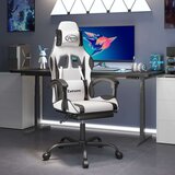 Igraća stolica od umjetne kože s osloncem za noge Bijela i crna  Igraća stolica od umjetne kože s osloncem za noge Bijela i crna Slike