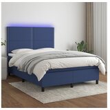 vidaXL Krevet box spring s madracem LED plavi 140x190 cm od tkanine Cijene