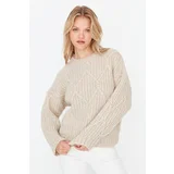 Trendyol Stone Soft Textured Wide Fit Knitwear Sweater