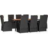  9-dijelni vrtni blagovaonski set s jastucima crni od poliratana | shoptok.hr