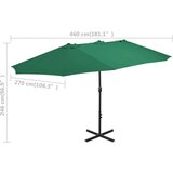  Vrtni suncobran s aluminijskom šipkom 460 x 270 cm zeleni | shoptok.hr