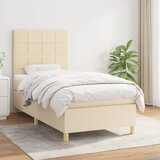  The Living Store Box spring postelja z vzmetnico krem 90x190 cm blago - Box Spring Postelja, (21439961) Cene
