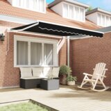 vidaXL Ročna retractabilna tenda Črna 350x250 cm, Tenda za zamenjavo blaga za okvir 3.5x2.5 m Črna | Shoptok.si