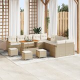 vidaXL 14-delni vrtni sofa set z blazinami bež poli ratan akacija | Shoptok.si