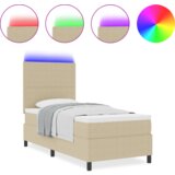  Postelja z vzmetnico in LED svetlobo Zeleno Siva 100x200 cm Iz žameta, (22067201) | Shoptok.si