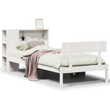 vidaXL Knjižna postelja brez vzmetnice bela 90x190cm trdna borovina, (22054181)