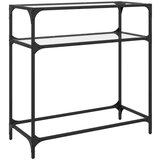 vidaXL Stolić s prozirnom staklenom površinom 80x35x81 cm čelik | shoptok.hr