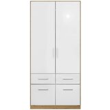 Rauch Möbel omara s klasičnimi vrati, hrast artisan, bela, visoki sijaj | Shoptok.si